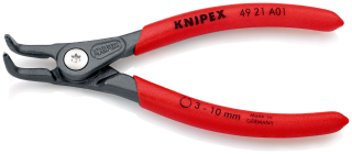 KNIPEX 49 21 A01 Precizní kleště na pojistné kroužky pro vnější kroužky na hřídelích potaženy neklouzavým plastem fosfátováno atramentolem na šedo 130 mm