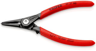 KNIPEX 49 31 A0 Precizní kleště na pojistné kroužky pro vnější kroužky na hřídelích s omezením rozevření potaženy neklouzavým plastem fosfátováno atramentolem na šedo 140 mm