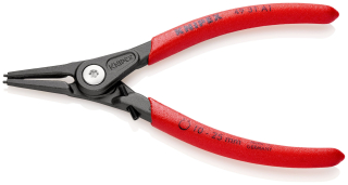 KNIPEX 49 31 A1 Precizní kleště na pojistné kroužky pro vnější kroužky na hřídelích s omezením rozevření potaženy neklouzavým plastem fosfátováno atramentolem na šedo 140 mm