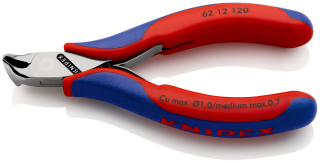 KNIPEX 62 12 120 Štípací kleště s šikmými břity pro elektroniku s vícekomponentními rukojeťmi 120 mm