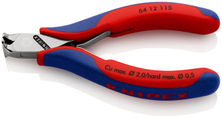KNIPEX 64 12 115 Čelní štípací kleště pro elektroniku s vícekomponentními rukojeťmi 115 mm