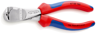 KNIPEX 67 05 160 Silové čelní štípací kleště s vícekomponentními rukojeťmi chromované 160 mm