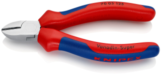 KNIPEX 70 05 125 Boční štípací kleště s vícekomponentními rukojeťmi chromované 125 mm
