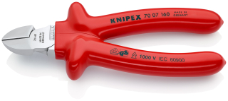 KNIPEX 70 07 160 Boční štípací kleště izolace nanášená ponorem, zkoušeno podle norem VDE chromované 160 mm
