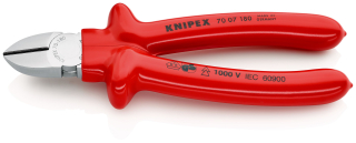 KNIPEX 70 07 180 Boční štípací kleště izolace nanášená ponorem, zkoušeno podle norem VDE chromované 180 mm