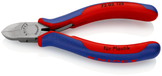 KNIPEX 72 02 125 Boční štípací kleště na umělou hmotu s vícekomponentními rukojeťmi 125 mm