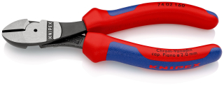 KNIPEX 74 02 160 Silové boční štípací kleště s vícekomponentními rukojeťmi atramentované na černo 160 mm