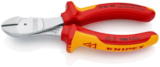 KNIPEX 74 06 160 Silové boční štípací kleště izolované vícesložkovými návleky, certifikace VDE chromované 160 mm
