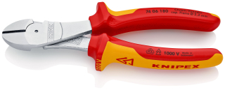 KNIPEX 74 06 180 Silové boční štípací kleště izolované vícesložkovými návleky, certifikace VDE chromované 180 mm