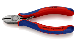 KNIPEX 76 12 125 Boční štípací kleště pro elektromechaniky s vícekomponentními rukojeťmi atramentované na černo 125 mm
