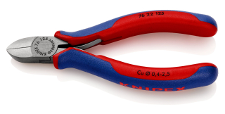 KNIPEX 76 22 125 Boční štípací kleště pro elektromechaniky s vícekomponentními rukojeťmi atramentované na černo 125 mm