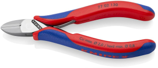 KNIPEX 77 02 130 Boční štípací kleště pro elektroniku S průvlečným kloubem s vícekomponentními rukojeťmi 130 mm