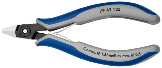 KNIPEX 79 42 125 Přesné boční štípací kleště na elektroniku s vícekomponentními rukojeťmi leštěné 125 mm
