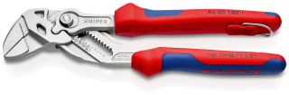 KNIPEX 86 05 180 T Klešťový klíč kleště a klíč v jediném nástroji s vícesložkovými návleky, s integrovaným připevňovacím okem pro připevnění pojistky proti upadnutí chromované 180 mm