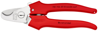 KNIPEX 95 05 165 Kabelové nůžky Rukojeti přestříkány umělou hmotou s plastovým nástřikem 165 mm