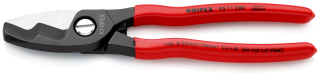 KNIPEX 95 11 200 Kabelové nůžky s dvojitým břitem potaženo plastem leštěné 200 mm