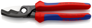 KNIPEX 95 12 200 Kabelové nůžky s dvojitým břitem s vícekomponentními rukojeťmi leštěné 200 mm