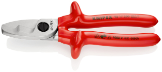 KNIPEX 95 17 200 Kabelové nůžky s dvojitým břitem izolace nanášená ponorem, zkoušeno podle norem VDE chromované 200 mm