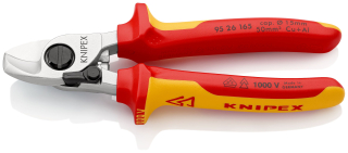 KNIPEX 95 26 165 Kabelové nůžky s otevírací pružinou izolované vícesložkovými návleky, certifikace VDE chromované 165 mm