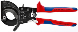 KNIPEX 95 31 250 Kleště na kabely (princip rohatky se západkou) s vícekomponentními rukojeťmi lakováno na černo 250 mm