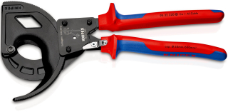 KNIPEX 95 32 320 Kleště na kabely (princip rohatky se západkou, 3rychlostní) s vícekomponentními rukojeťmi atramentované na černo 320 mm