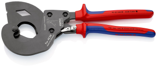 KNIPEX 95 32 340 SR Kleště na venkovní vedení ACSR (princip rohatky se západkou) pro lana venkovního vedení s ocelovým jádrem s vícekomponentními rukojeťmi leštěné 340 mm