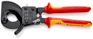 KNIPEX 95 36 250 Kleště na kabely (princip rohatky se západkou) izolované vícesložkovými návleky, certifikace VDE lakováno na černo 250 mm
