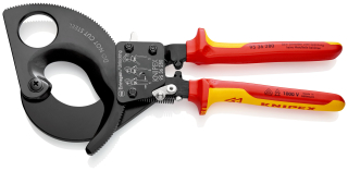 KNIPEX 95 36 280 Kleště na kabely (princip rohatky se západkou) izolované vícesložkovými návleky, certifikace VDE lakováno na černo 280 mm