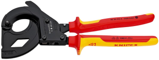 KNIPEX 95 36 315 A Kleště na kabely (princip rohatky se západkou) pro kabely armované ocelovými dráty (kabely SWA) izolované vícesložkovými návleky, certifikace VDE lakováno na černo 315 mm