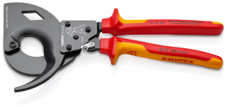 KNIPEX 95 36 320 Kleště na kabely (princip rohatky se západkou, 3rychlostní) izolované vícesložkovými návleky, certifikace VDE atramentované na černo 320 mm