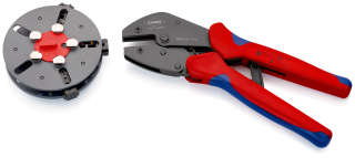 KNIPEX 97 33 01 MultiCrimp® Lisovací kleště s výměnným zásobníkem s vícekomponentními rukojeťmi leštěné 250 mm