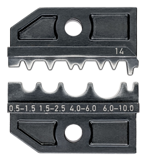 KNIPEX 97 49 14 Lisovací profil pro neizolovaná dvojitá, potrubní a lisovaná kabelová oka podle DIN 46234 a DIN 46235 a neizolované dvojité, spojovací a lisované články podle DIN 46341 a DIN 46267