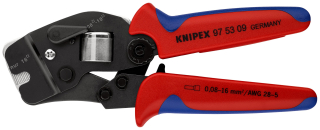 KNIPEX 97 53 09 Samonastavitelné kleště pro lisování kabelových koncovek s čelním zaváděním s vícekomponentními rukojeťmi leštěné 190 mm