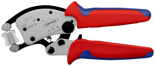 KNIPEX 97 53 18 Twistor16® Samonastavitelné kleště pro lisování kabelových koncovek S otočnou lisovací hlavou s vícekomponentními rukojeťmi chromované 200 mm