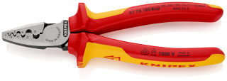 KNIPEX 97 78 180 Lisovací kleště na koncové dutinky izolované vícesložkovými návleky, certifikace VDE 180 mm