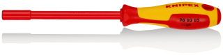 KNIPEX 98 03 05 Nástrčkový klíč s rukojetí šroubováku izolované vícesložkovými návleky, certifikace VDE leštěné 232 mm